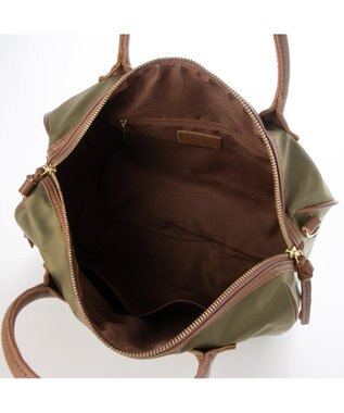 UNBILLION ペルケ perche / ナイロン牛革付属テープショルダー2wayボストンL カーキ