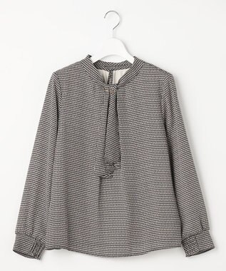 ANY SIS L 【4WAY・裏起毛】エニポカ ボウタイ ブラウス 千鳥