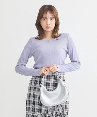 earth music&ecology ハートネックパールプルオーバー Blue