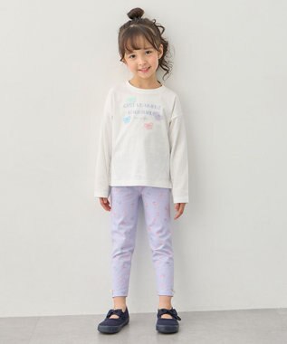 ANY KIDS 【綿100%】ロゴプリント 長袖Tシャツ オフホワイト