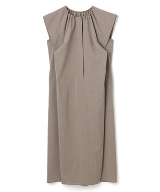 BEIGE， 【洗える/接触冷感/速乾/UVケア対応】BATEAU / フレンチスリーブAラインタックワンピース Taupe