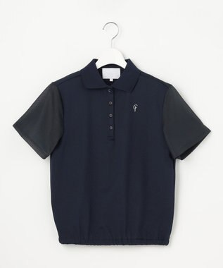23区GOLF 【23Fondation/WOMEN】シアー袖 ニットポロ ネイビー系