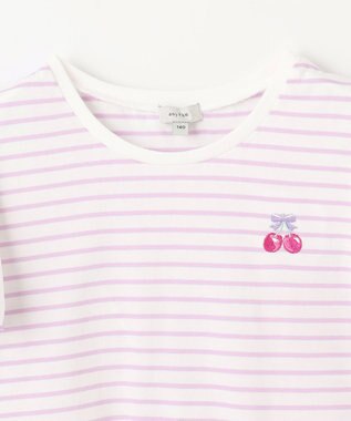 ANY KIDS 袖スカラップ ボーダーTシャツ ラベンダー