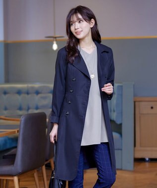 Tiaclasse 【ダブルストレッチ・洗える】バックベルトチュニックブラウス グレー