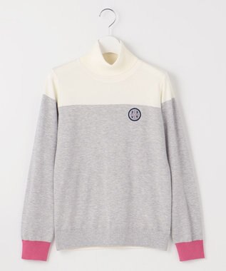 23区GOLF 【WOMEN】【ウォッシャブル】カラーブロックモックネック ニット ライトグレー系1