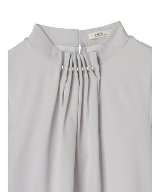 earth music&ecology パールタックブラウス Light Gray
