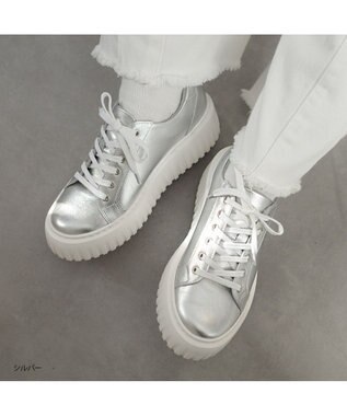 Pointer 日本製 レースアップ厚底スニーカー シルバー