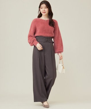 ANY SIS 【BAILA12月号掲載・貴島明日香さんコラボ】ハイカットリターン ワイドパンツ モカグレー