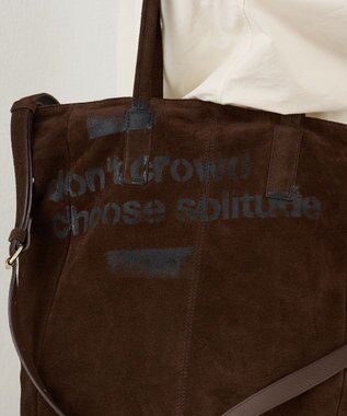 russet ステンシルデザインスエード2WAYトートバッグ(CE-1639) D.Brown