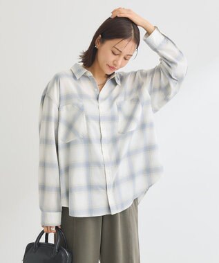 Green Parks アソートレギュラーカラーシャツ Check saxe