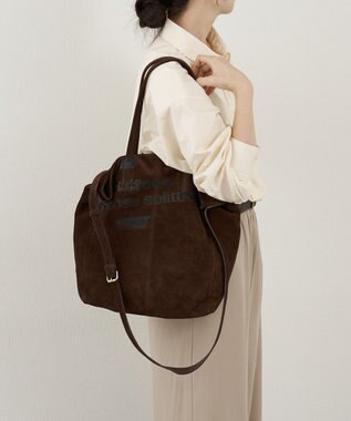 russet ステンシルデザインスエード2WAYトートバッグ(CE-1639) D.Brown