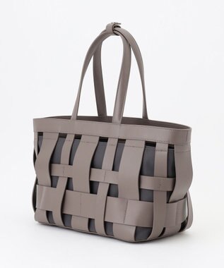 Y'SACCS 【リサイクルレザー】メッシュかごバッグ　large グレージュ×グレージュ