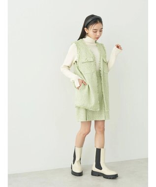 earth music&ecology ツイードジレ Lime Green