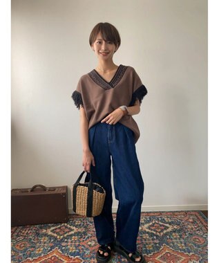 Green Parks フリンジベスト Brown