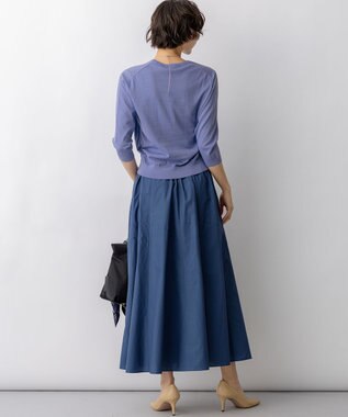 23区 L 【先行予約】ナイロンコットンタフタ フレアスカート グレイッシュブルー系