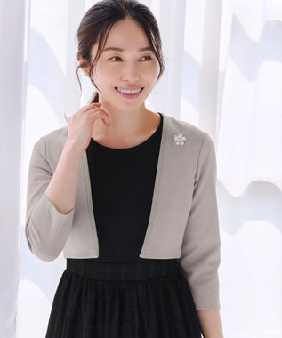 Tiaclasse 【UVカット・吸水速乾】 “きれい見え” カットソーストレートボレロ グレージュ