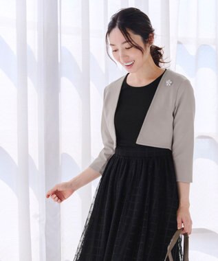 Tiaclasse 【UVカット・吸水速乾】 “きれい見え” カットソーストレートボレロ グレージュ