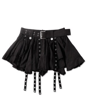 WEGO ベルト付きフリルアイレットスカート ブラック
