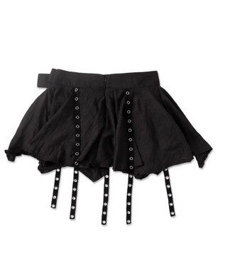 WEGO ベルト付きフリルアイレットスカート ブラック