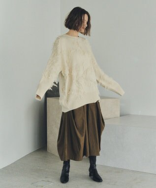 YECCA VECCA スター柄フリンジルーズニット Ivory