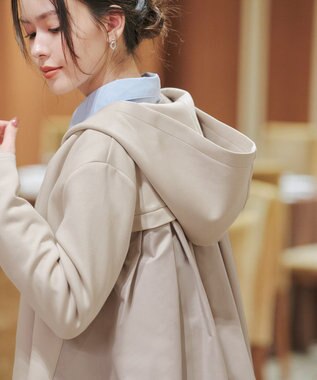 Tiaclasse 【洗える】異素材ドッキングフーディー ライトベージュ