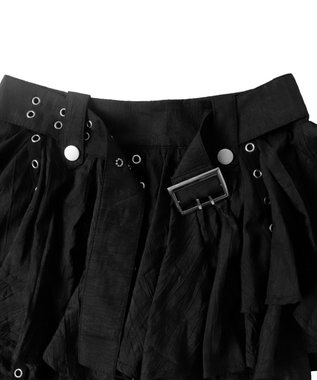 WEGO ベルト付きフリルアイレットスカート ブラック