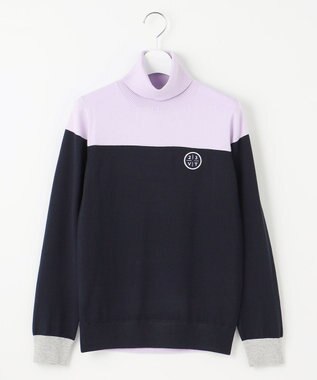 23区GOLF 【WOMEN】【ウォッシャブル】カラーブロックモックネック ニット ネイビー系1