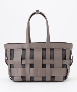 Y'SACCS 【リサイクルレザー】メッシュかごバッグ　large グレージュ×グレージュ