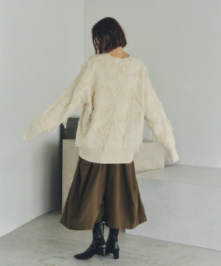 YECCA VECCA スター柄フリンジルーズニット Ivory