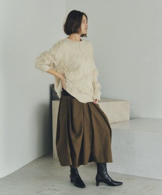 YECCA VECCA スター柄フリンジルーズニット Ivory