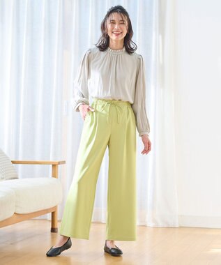 ANY 【洗濯機可・UVケア・接触冷感】フリルネックブラウス エクリュ