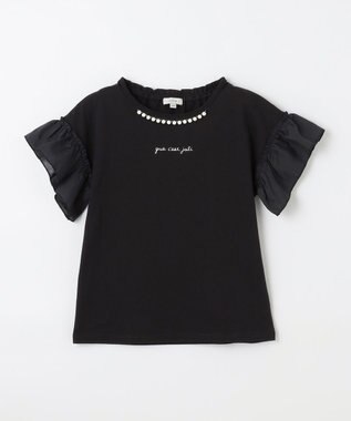 ANY KIDS パール襟 袖フリル Ｔシャツ ブラック