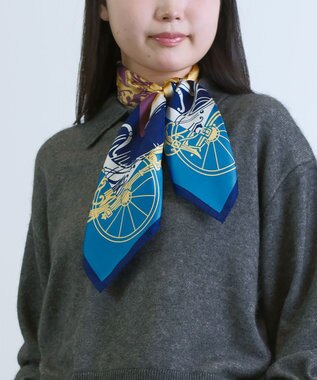 Marca 【Marcaオリジナル】色面シルエット馬車 小判スカーフ シルクツイル