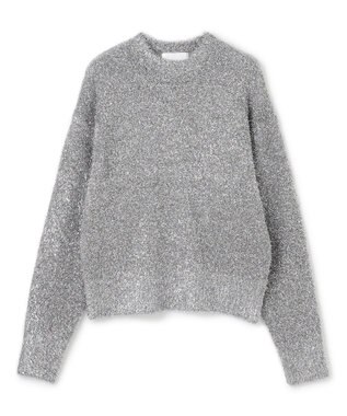 BEIGE， 【洗える】MARRONNIERS / ラメテープヤーンクルーネックニット Silver