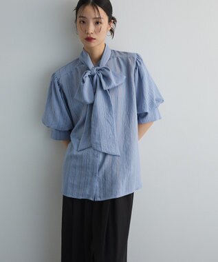 Green Parks ２ＷＡＹボウタイバルーンスリーブブラウス Sax