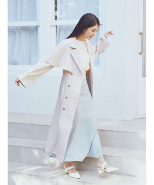 earth music&ecology ２ＷＡＹケープトレンチコート Pink Beige