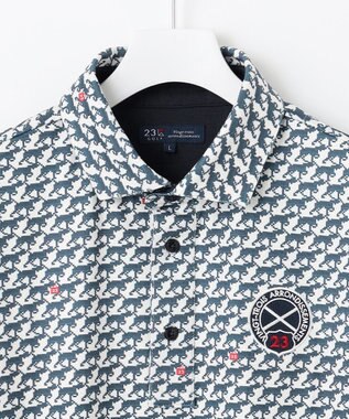 23区GOLF 【MEN】【吸水速乾/UVカット】ハウンドトゥース柄シャツ ホワイト系5