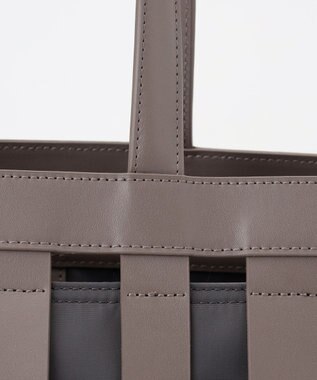 Y'SACCS 【リサイクルレザー】メッシュかごバッグ　large グレージュ×グレージュ