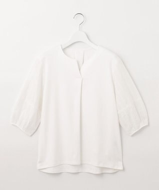 J.PRESS LADIES 【WEB限定カラーあり・接触冷感・UVケア】 スムースジャージー キーネック カットソー ホワイト系