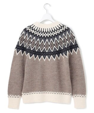 23区 【洗える】ジャガード クルーネック ニット ベージュベース