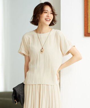  【セットアップ可/洗える】ブライトサテンライト ジャージーコンビ カットソー