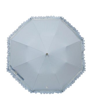 MOONBAT 【遮光/晴雨兼用日傘】POLO RALPH LAUREN(ポロ ラルフローレン) エンブフリル 折りたたみ傘 楽折 遮熱 UV スカイブルー