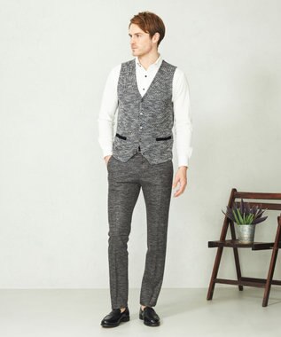 JOSEPH ABBOUD 【キングサイズ・清涼感/軽い/洗える】 スラブギマニットベスト ブラック系