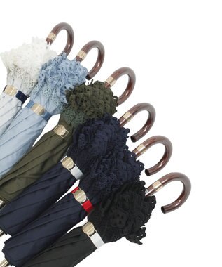 MOONBAT 【遮光/晴雨兼用日傘】POLO RALPH LAUREN(ポロ ラルフローレン) エンブフリル 折りたたみ傘 楽折 遮熱 UV スカイブルー