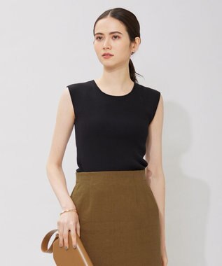  【洗える】オーガニックコットンリブ ノースリーブプルオーバー