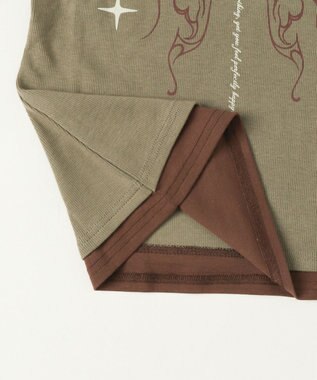 WEGO レイヤードグラフィックTOP カーキ