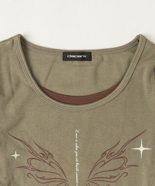 WEGO レイヤードグラフィックTOP カーキ