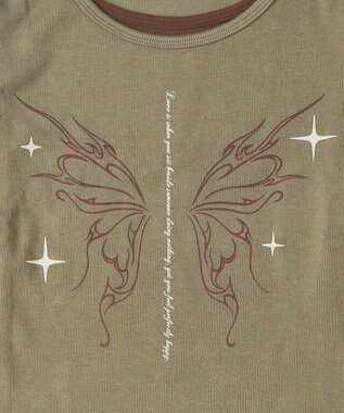 WEGO レイヤードグラフィックTOP カーキ