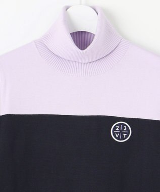 23区GOLF 【WOMEN】【ウォッシャブル】カラーブロックモックネック ニット ネイビー系1
