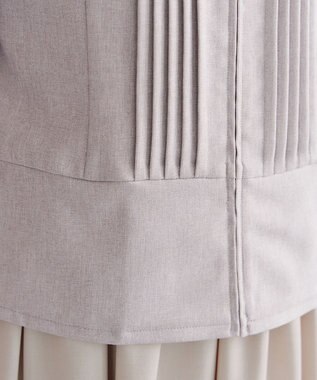 Tiaclasse L ピンタックノーカラージャケット グレージュ